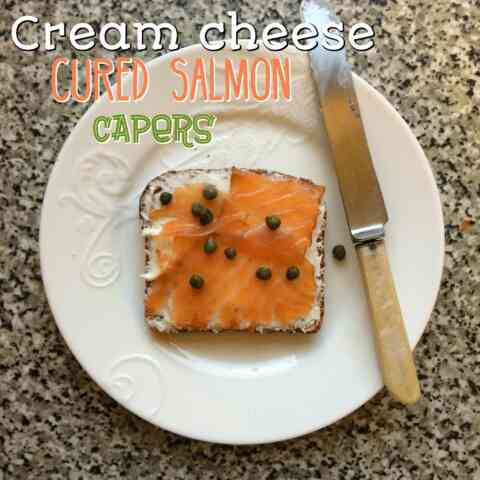 Cream cheese cured salmon capers