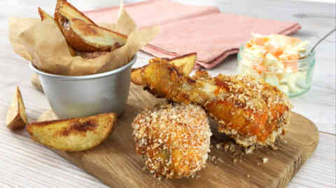 Crunchy chicken drumsticks