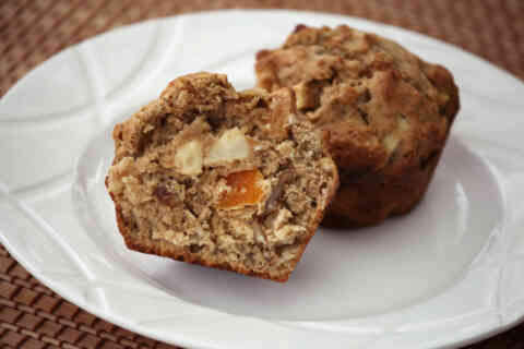 Healthy Apple Apricot and Walnut Muffins in Basket 185117234 1255x837